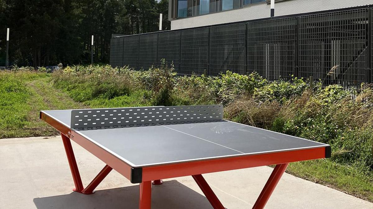 The outdoor table tennis table at King's Buildings