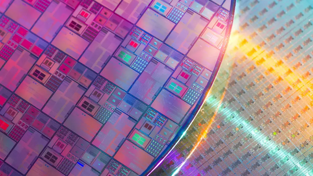 Silicon Wafers and Microcircuits with Automation system control application stock