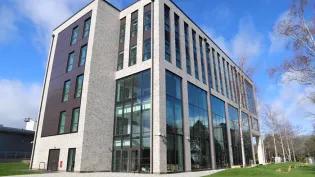 The exterior of the Engineering Forum building at the University of Edinburgh's King's Buildings campus 