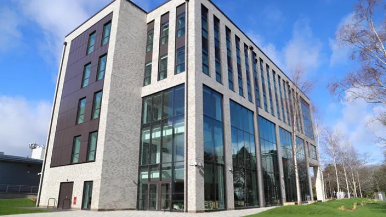 The exterior of the Engineering Forum building at the University of Edinburgh's King's Buildings campus 
