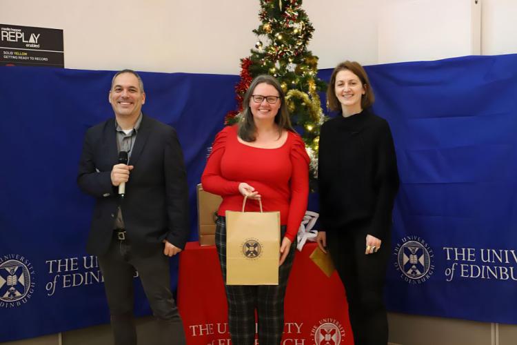 A person receiving an award