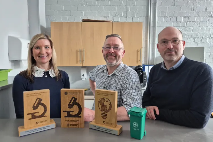 Staff from the School of Chemistry with their Silver Sustainable Lab Awards 