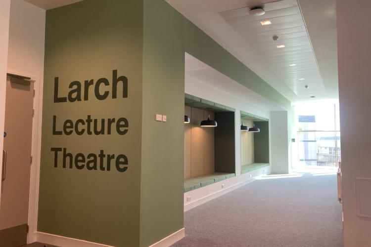Study spaces outside Larch Lecture Theatre