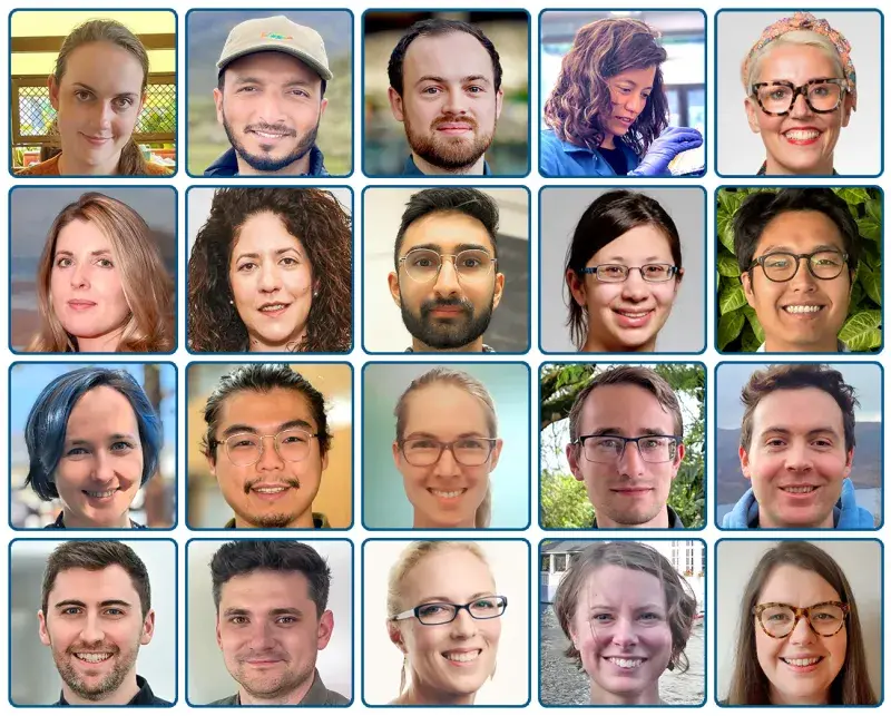 A collage of portrait photographs of the twenty College of Science and Engineering Chancellor's Fellows
