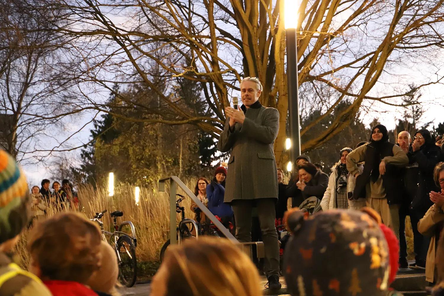 Iain Gordon at the Christmas tree switch on 2024