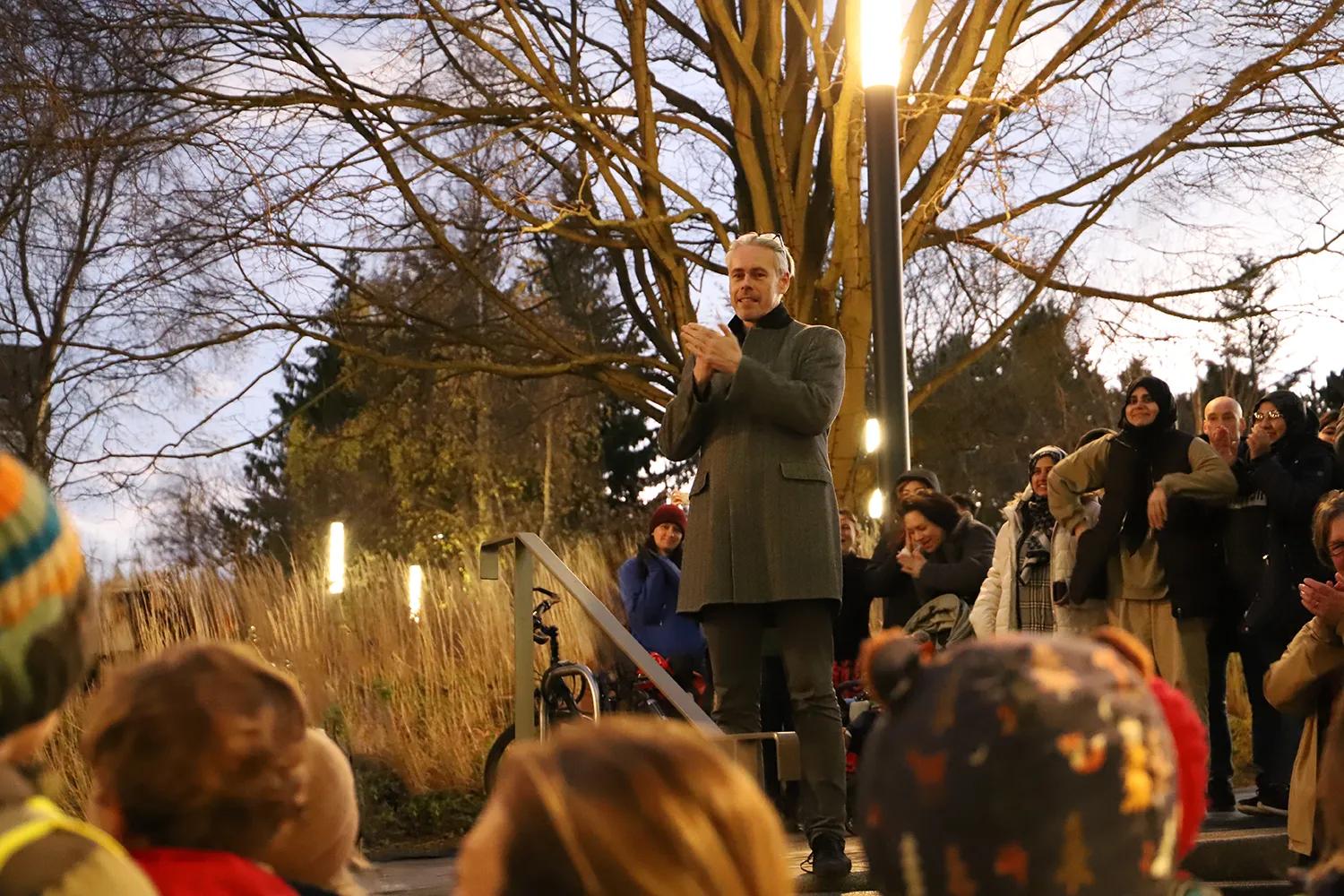Iain Gordon at the Christmas tree switch on 2024